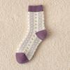 Uwdiohq Purple Thick Socks for Women and Men, Mid-Calf Winter Cotton Socks, Open-Crotch Velvet Tights, Sizes 39–42, Colorful Compression Socks view 2