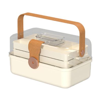 Gcljlmy Medical Storage Box, Foldable Toolbox, Multipurpose First Aid Kit, Small Medicine Box for Office and Outdoor Activities (Light Brown)