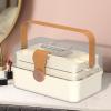 Gcljlmy Medical Storage Box, Foldable Toolbox, Multipurpose First Aid Kit, Small Medicine Box for Office and Outdoor Activities (Light Brown) view 3
