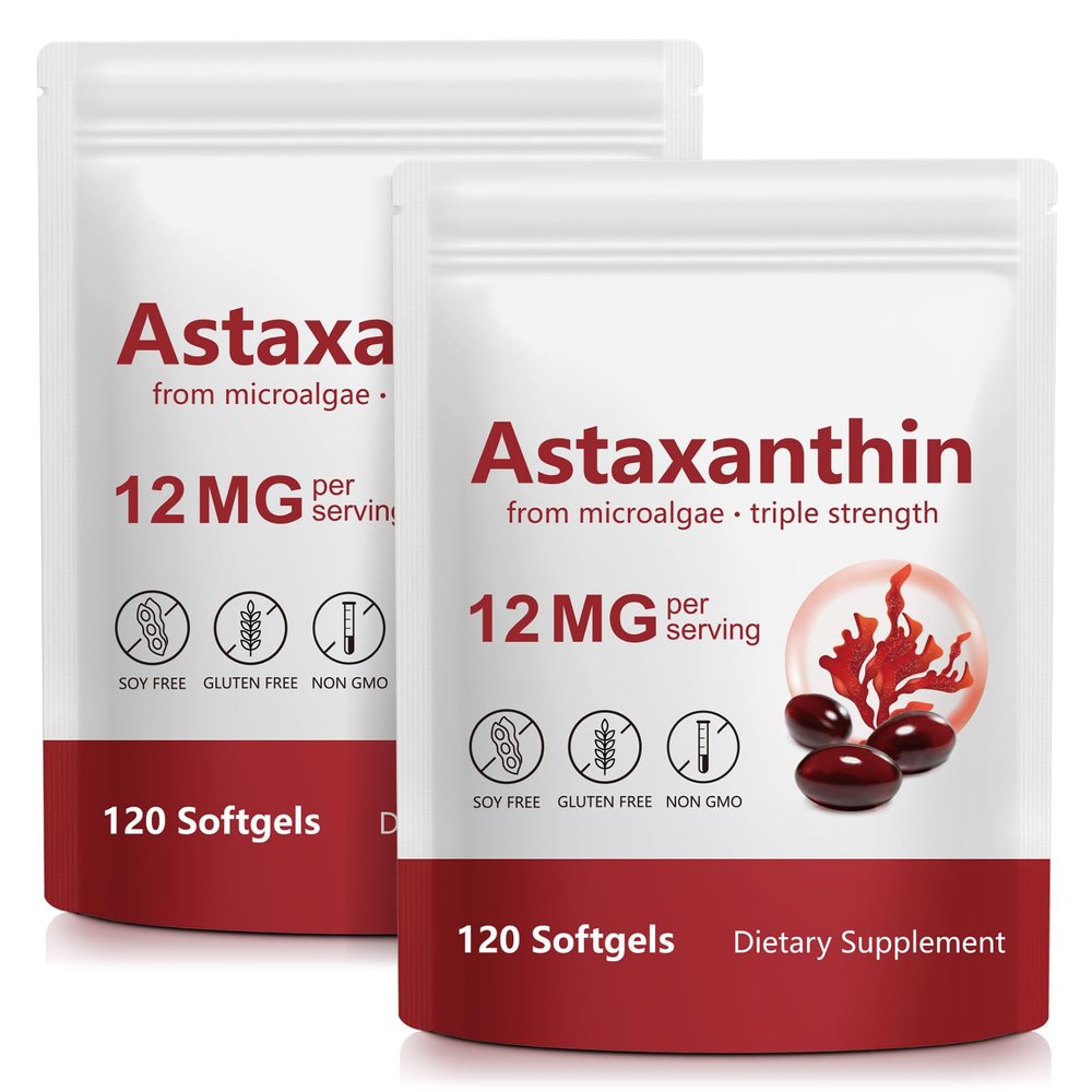 Natural Astaxanthin Premium Supplement, 240 Softgels, Supports Eye, Joint and Circulatory Health, Non-GMO and Gluten-Free