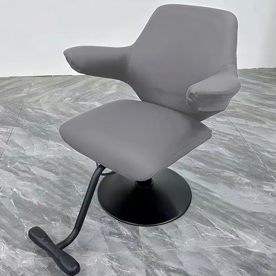 Beauty Styling Chair, PU Leather, 360° Swivel, Hydraulic Lift, Dark Gray, Black-Plated