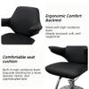 Beauty Styling Chair, PU Leather, 360° Swivel, Hydraulic Lift, Dark Gray, Black-Plated view 3