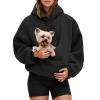 Pet Hoodie for Dog Carrier, Teddy Fleece Kangaroo-Pocket Pullover, Black, XXL view 1