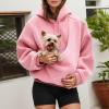 Pet Hoodie for Dog Carrier, Teddy Fleece Kangaroo-Pocket Pullover, Black, XXL view 2