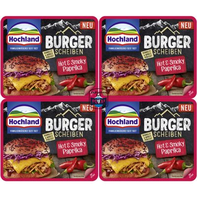 Burger Cheese Slices Hot & Smoky Paprika, 150 g, 4-Pack