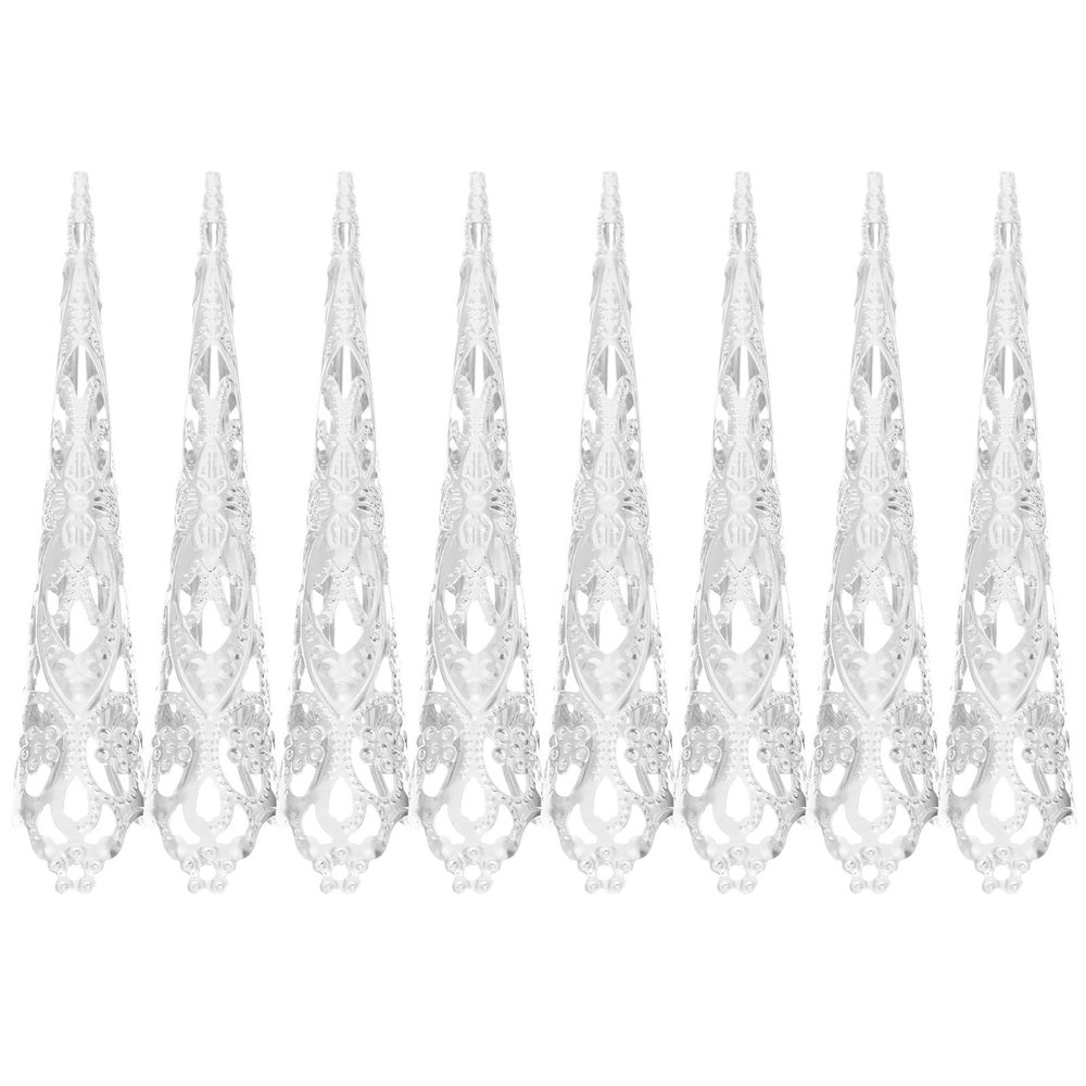 MUCKLILY 8-Piece Gold-Tone Long Fingernail Claw Ring Set