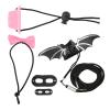 Reptile Harness and Leash Set with Hat and Bow Tie, Adjustable Lizard Leash, Soft Leather, Bat-Wing Design, Small Size view 3