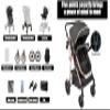 MoLi 3-in-1 Stroller, Reversible Push, Large Bassinet, Foldable Aluminum Frame, High-View Design (V8 Black Gold) view 2