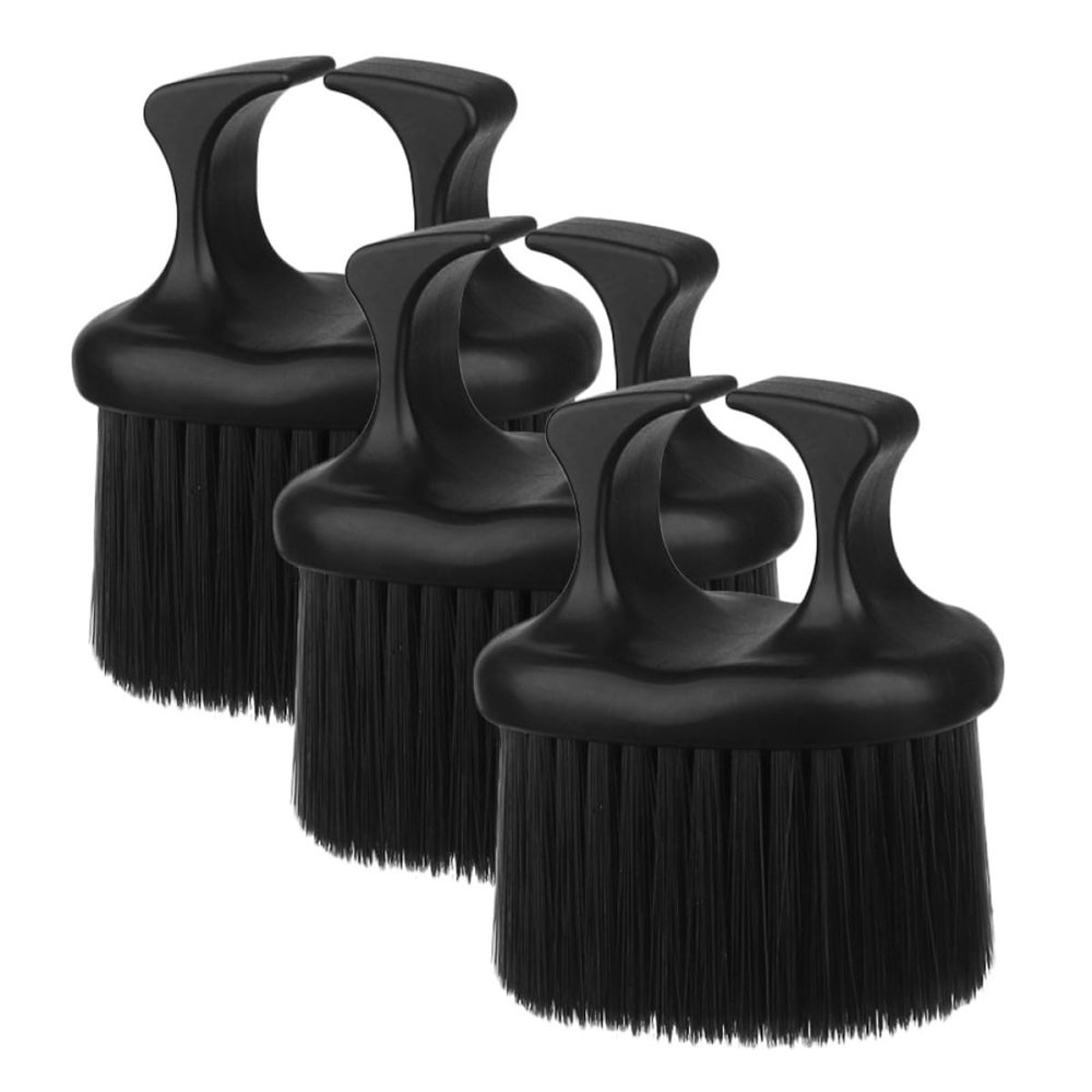 3-Pack Beard Brushes for Men, Black Nylon ABS Knuckle Brushes