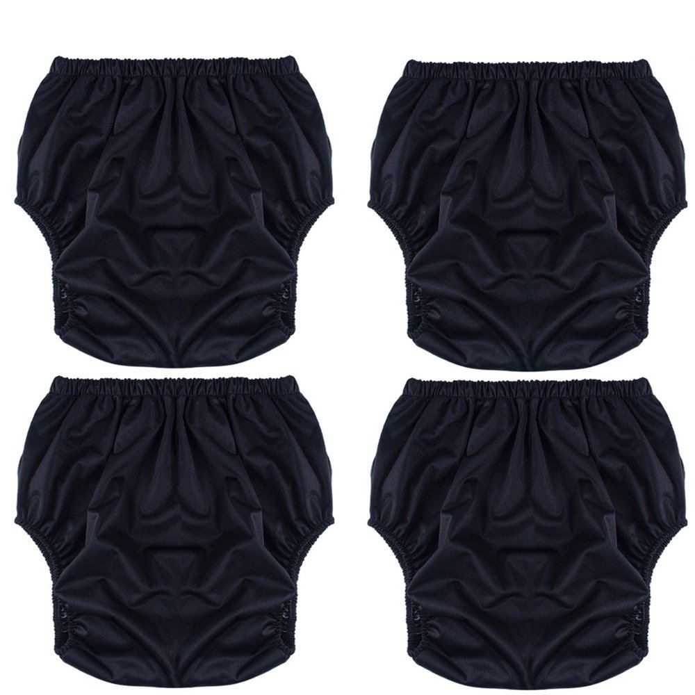 4-Pack Waterproof TPU Adult Protective Underwear, Black, L