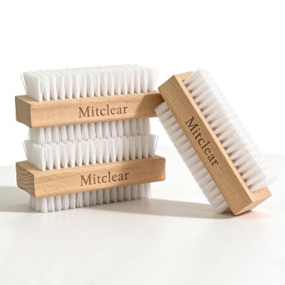 Mitclear Wooden Nail Brushes, Hard Plastic Bristles, 3-Pack