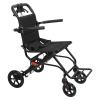 Lightweight Folding Wheelchair for Adults, 45 cm Wide Transport Wheelchair with Hand Brakes & Adjustable Straps, Portable Wheelchair for Seniors and Travel, Easy Storage, Black, M view 1