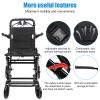 Lightweight Folding Wheelchair for Adults, 45 cm Wide Transport Wheelchair with Hand Brakes & Adjustable Straps, Portable Wheelchair for Seniors and Travel, Easy Storage, Black, M view 3