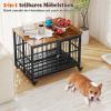GYMAX 2-in-1 Dog Crate Cabinet, Foldable Dog Crate with Top Feeding Door and Removable Tray, Wooden Side Table, Modern Dog House with 2 Lockable Entrances and Wheels (80 x 61 x 64 cm) view 2