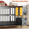 GYMAX 2-in-1 Dog Crate Cabinet, Foldable Dog Crate with Top Feeding Door and Removable Tray, Wooden Side Table, Modern Dog House with 2 Lockable Entrances and Wheels (80 x 61 x 64 cm) view 4