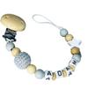 Personalized Pacifier Clip with Name, Crochet Bead and Wooden Star, Gray view 2