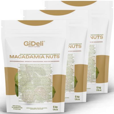 GiDeli Macadamia Nut Pieces, 3 x 5 kg Bags - Unsalted and Natural