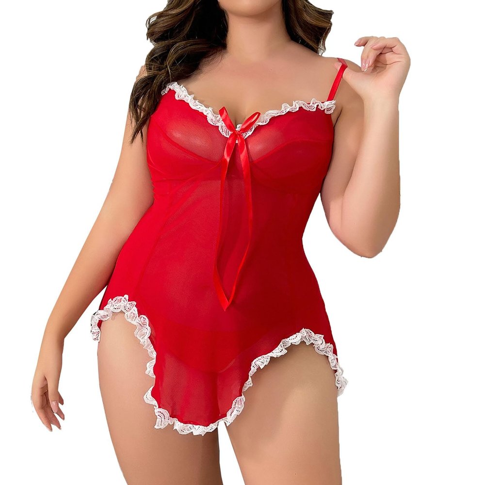 Sexy Women's Christmas Lingerie Set, Red XXXL
