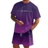 Two-Piece Set with Short Sleeve T-Shirt and Shorts (Dark Purple, M) view 1