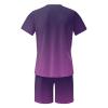 Two-Piece Set with Short Sleeve T-Shirt and Shorts (Dark Purple, M) view 2
