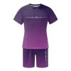 Two-Piece Set with Short Sleeve T-Shirt and Shorts (Dark Purple, M) view 4