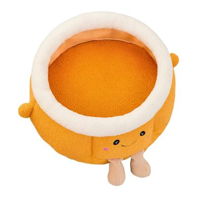 Cute Soft Orange Cat-Shaped Cave Bed