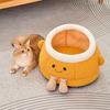 Cute Soft Orange Cat-Shaped Cave Bed view 3