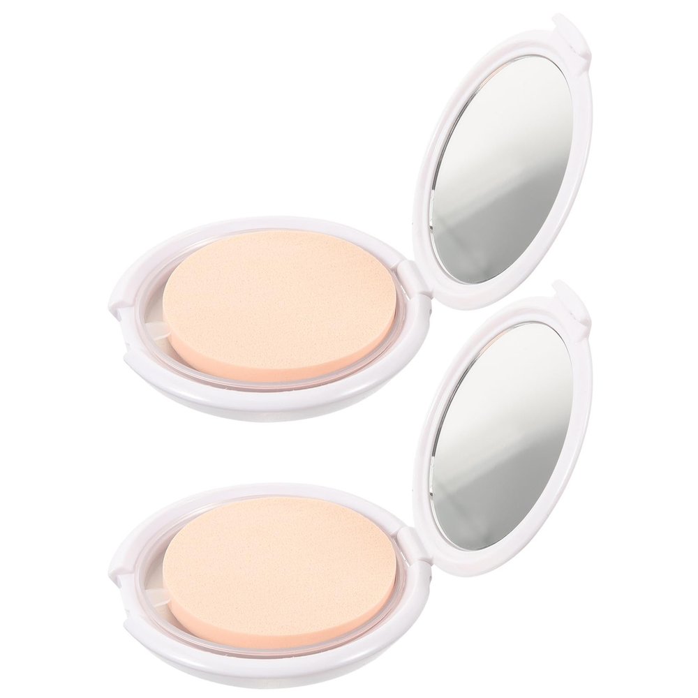 STOBAZA Round Empty Cushion Compacts, Magnetic Closure, 2-Pack with Powder Puffs