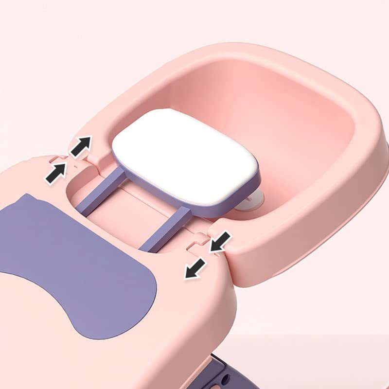 Annadue Hair Washing Chair, Foldable Adjustable Shampoo Seat for Toddlers, Pink