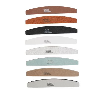 Professional Half-Moon Nail File Set, 8-Piece, Various Grits