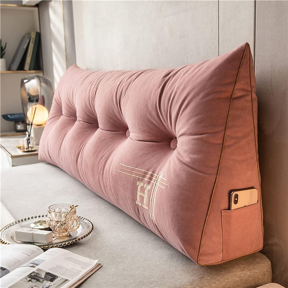 Triangular Wedge Headboard Pillow with Removable Cover, 150 x 50 x 20 cm