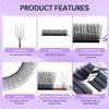 Natuhana 5D U-Shape Lash Extensions, 0.07 mm C/D Curl, Premade Volume Fans, Black, 9–15 mm view 3