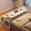 Adjustable Retractable Overbed Table, Mobile and Height-Adjustable, 140 x 45 x 65 cm, White with White Frame view 2
