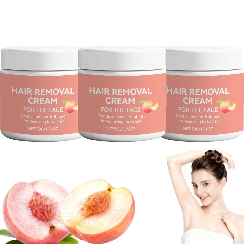 Hair Removal Cream for Women with Sensitive Skin, Face & Body, Moisturizing, 3-Pack