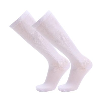 Uwdiohq Compression Socks for Men and Women, Graduated Knee-High Support Socks, White, S