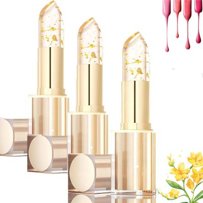 2026 New Transparent Color-Changing Lipstick, 24-Hour Wear, Flowers Inside, 3-Pack