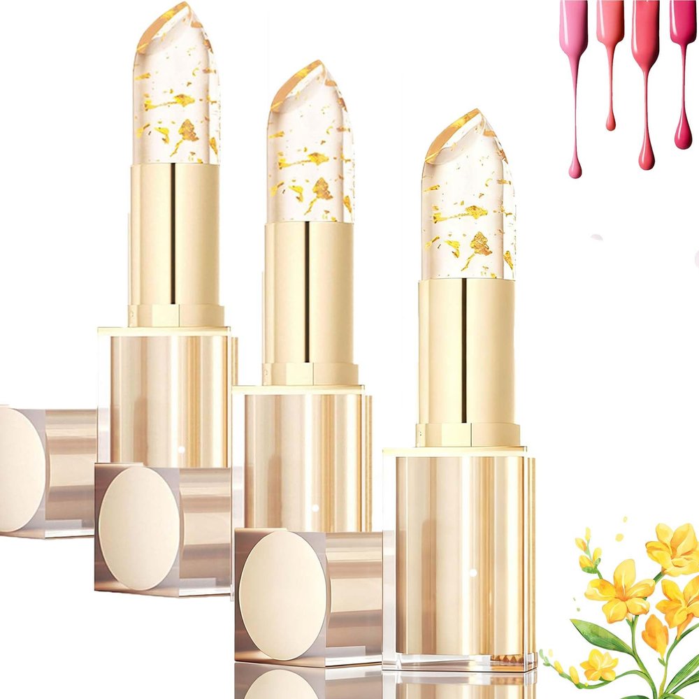 2026 New Transparent Color-Changing Lipstick, 24-Hour Wear, Flowers Inside, 3-Pack