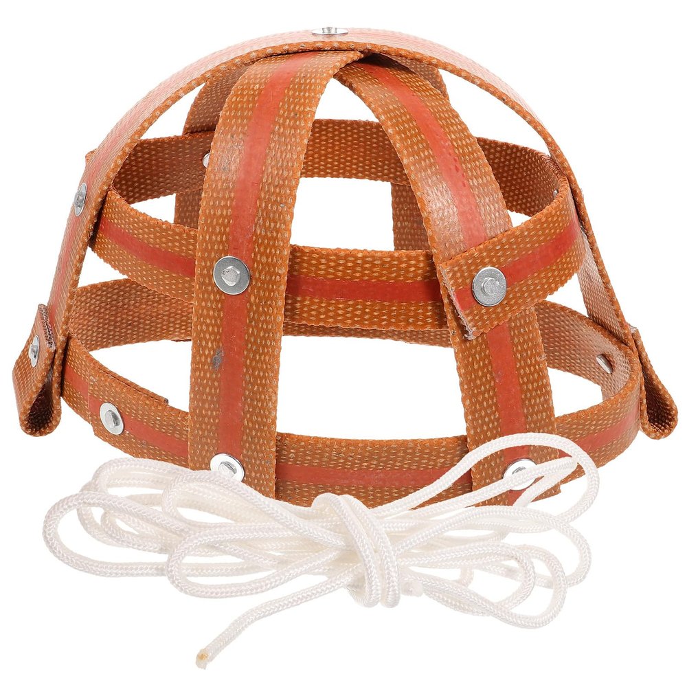 Breathable Horse Muzzle Mask with Muzzle Guard, Leather and Nylon, Brown