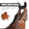 Breathable Horse Muzzle Mask with Muzzle Guard, Leather and Nylon, Brown view 3