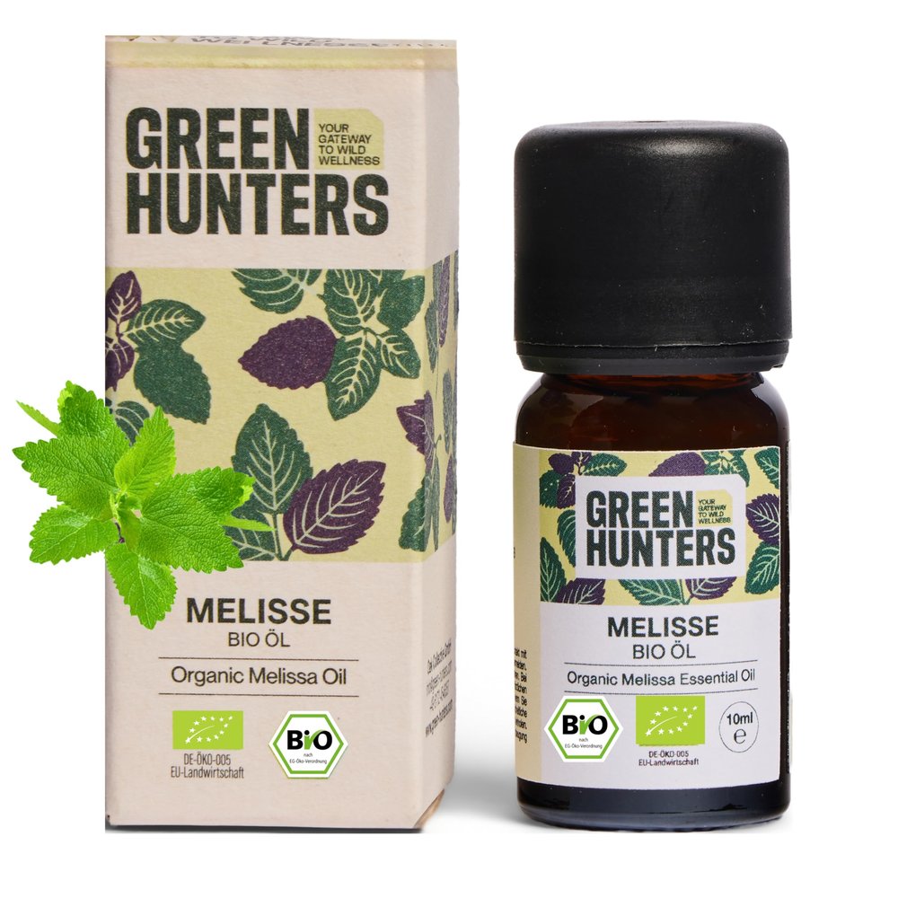 Green Hunters Organic Lemon Balm Oil, 10 mL, Essential Oil, 100% Pure, Certified Organic