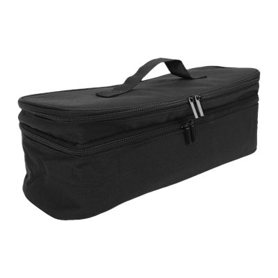 Fockety Hair Dryer Case, Double-Layer Canvas Storage Bag for Hair Styling Tools, Portable Travel Organizer, Waterproof, 15.4 x 5.5 x 5.5 in (Black)