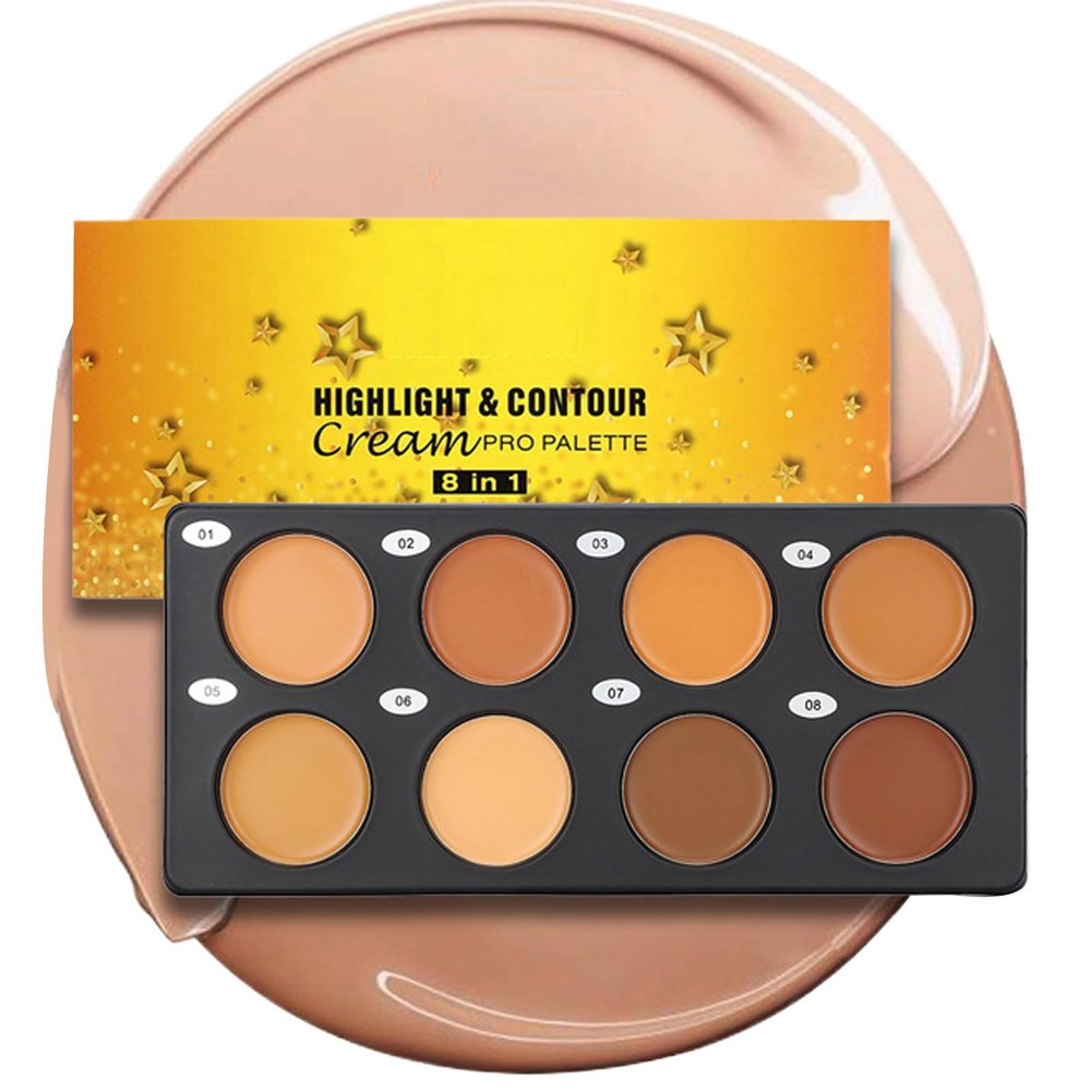 Makeup Concealer Palette, 8 Shades, Smudge-Proof and Waterproof
