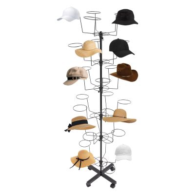 6-Tier Rotating Hat Rack with Wheels, 5.25 ft, Black