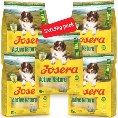 Josera Adult Active Nature Dry Dog Food, 5 x 900 g