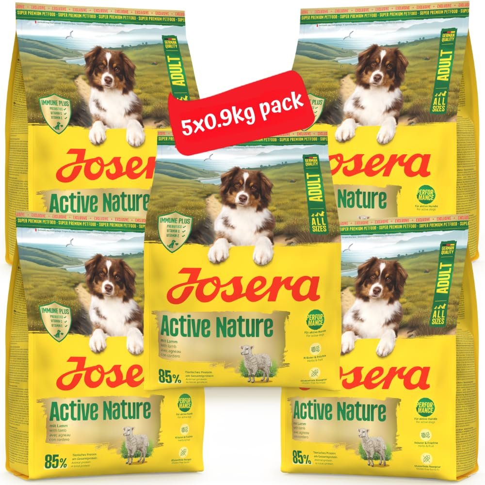 Josera Adult Active Nature Dry Dog Food, 5 x 900 g