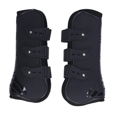Mavaol 2-Piece PU Neoprene Horse Tendon Boots, Adjustable, Black Front Legs, M