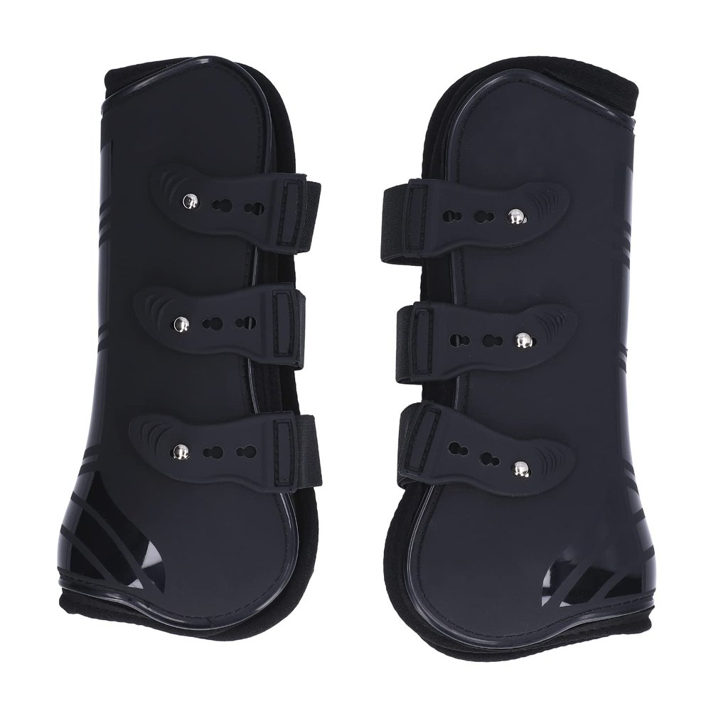 Mavaol 2-Piece PU Neoprene Horse Tendon Boots, Adjustable, Black Front Legs, M