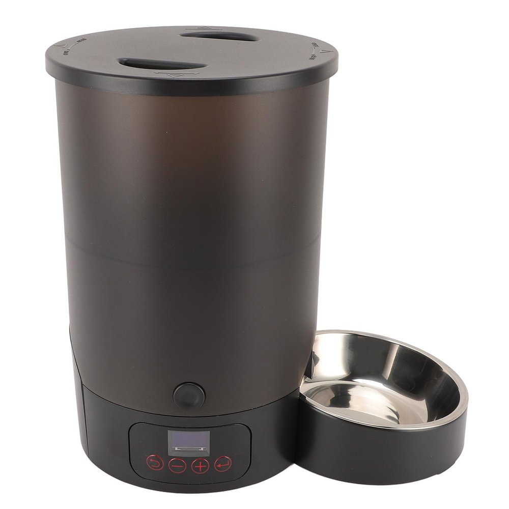 Riuulity Automatic Pet Feeder, 3 L, Stainless Steel, Black Single Bowl