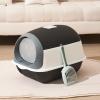 SIXRUN Stylish Covered Plastic Cat Litter Box, Prevents Odor Leakage, for Large Indoor Cats (Black) view 3