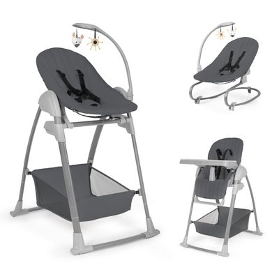 hauck Sit N Relax 3-in-1 High Chair with Newborn Insert and Rocker, Dark Grey